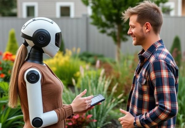 AI voice assistant interacting with a landscaping customer AI voice assistant interacting with a landscaping customer
